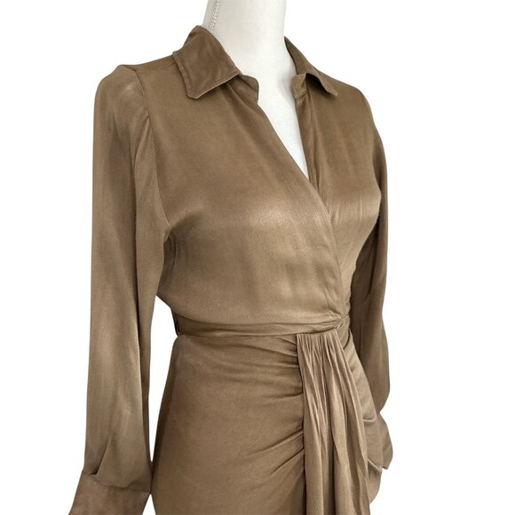 Karina Grimaldi Willow Midi Dress in Mocha X-Small New Womens Silk Cut out - Picture 7 of 9